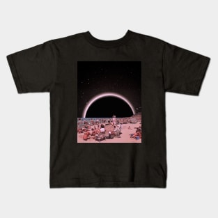 Under The Eclipse - Space Aesthetic Collage, Retro Futurism Kids T-Shirt